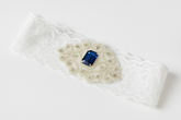 Elegant Blue Gemstone Lace Garter - Plus Size Bridal Accessory